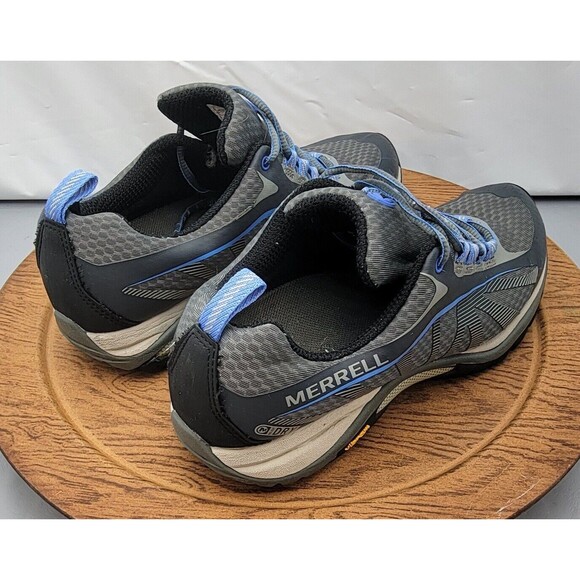 Merrell 'Monument' Women’s Grey Hiking Shoes Size 6.5 Vibram Sole & Blue Accents - Picture 3 of 14